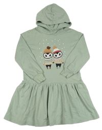 Zelené teplákové šaty s tučňáky a kapucí H&M