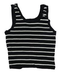 Čierno-biely pruhovaný úpletový crop top H&M