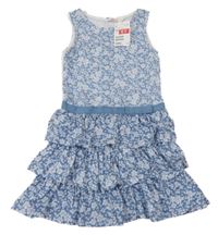 Nové - modro-bílé květované šaty s volánky H&M