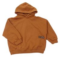 Hnedá mikina s nápisom a kapucňou Zara