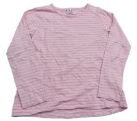 Ružovo-strieborné pruhované tričko Yigga