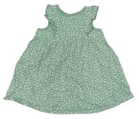 Zelené kvetované bavlnené šaty s volánikmi George