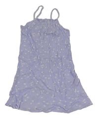 Lila kvetované rebrované šaty H&M
