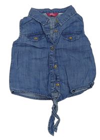 Modrý rifľový blúzková ý crop top s vázáním zn. Yd.