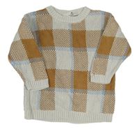 Bílo-modro-okrový kostkovaný svetr H&M