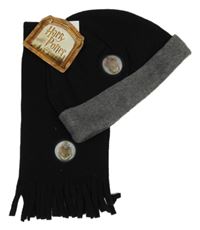 Nové - 2set - Černá fleecová čepice + šála - Harry Potter 