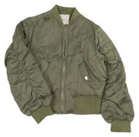 Khaki šusťákový crop zateplený bomber Next