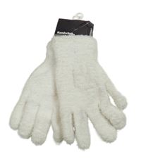 Nové - Bílé prstové plyšové rukavice