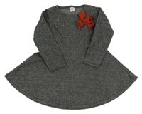 Čierno-biele vzorované úpletové šaty s mašlou