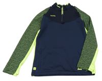 Tmavomodro-neonově zelená funkční mikina Kipsta 