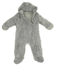 Šedá plyšová zateplená kombinéza s kapucí George