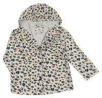 Bílo-černo-barevná šusťáková jarní bunda s leopardím vzorem a kapucí Zara