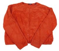 Červený chlpatý rebrovaný prepínaci crop sveter Okaidi