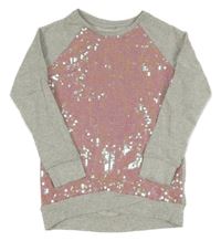 Svetlošedá -ružová mikina s flitrami F&F