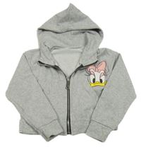 Svetlosivá prepínaci crop mikina s Daisy a kapucňou