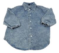 Modrá rifľová košeľová bunda Shein