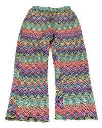 Farebné vzorované perforované úpletové tepláky Shein