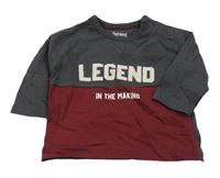 Nové - Antracitovo-vínové triko s nápisem Nutmeg