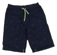 Tmavomodré plátěné kraťasy s ještěrkami Kids