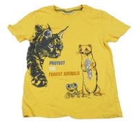 Horčicové tričko so zvieratkami Kids