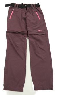 Mahagonové outdoorové kalhoty s odepínacími nohavicemi a páskem CMP