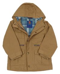 Hnědá šusťáková jarní bunda s kapucí 