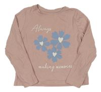 Svetloružové tričko s kvetmi Primark