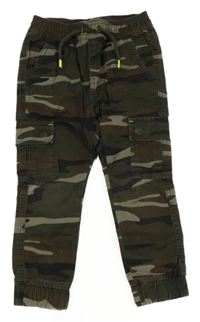 Khaki-hnědé army cargo cuff plátěné kalhoty M&Co.