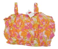 Nové - Růžovo-bílo-oranžový vzorovaný crop top Primark