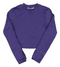 Fialové crop športové tričko s průstřihy na rukávu H&M