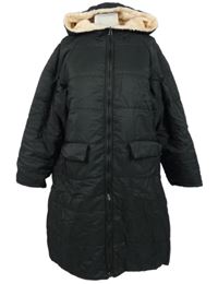 Dámský černý/pudrový šusťákový/chlupatý zateplený kabát s kapucí 