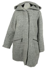 Dámský šedý vlněný kabát s kapucí C&A