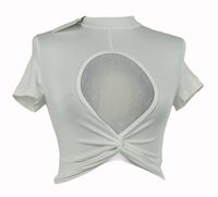 Nové - Dámske biele crop tričko s prestrihom Femme