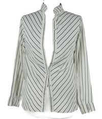 Dámská bílo-tmavomodrá pruhovaná halenka 