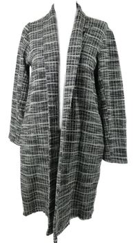 Dámsky tmavošedo-biely kockovaný pletený cardigán Zara