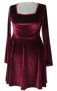 Dámske karmínové zamatové šaty Shein