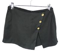 Dámska čierna skort sukňa s gombíky Shein