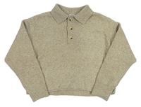 Béžový crop sveter s golierikom Zara