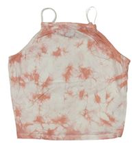Ružovo-biely batikovaný crop top New Look