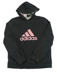 Černá mikina s logem a kapucí Adidas