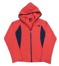 Neonově růžovo-tmavomodrá fleecová funkční propínací mikina s kapucí The North Face