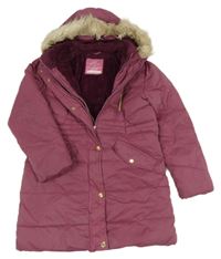 Vínový šusťákový zimní kabát s kapucí George