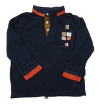 Tmavomodro-červené polo tričko s písmeny Mayoral