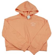 Nové - Lososová crop mikina s výšivkou a kapucňou River Island