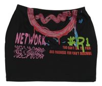 Čierna športová sukňa s potlačou Shein