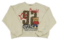 Béžová crop mikina s číslom a medvěďom H&M