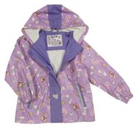 Fialová nepromokavá bunda s obrázkami a kapucňou Lupilu