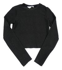 Čierne trblietavé crop tričko H&M
