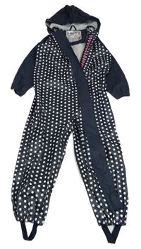 Tmavomodrý bodkovaná á nepromokavá kombinéza s kapucňou Lupilu