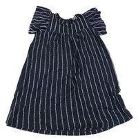 Tmavomodré bavlnené pruhované šaty YIGGA